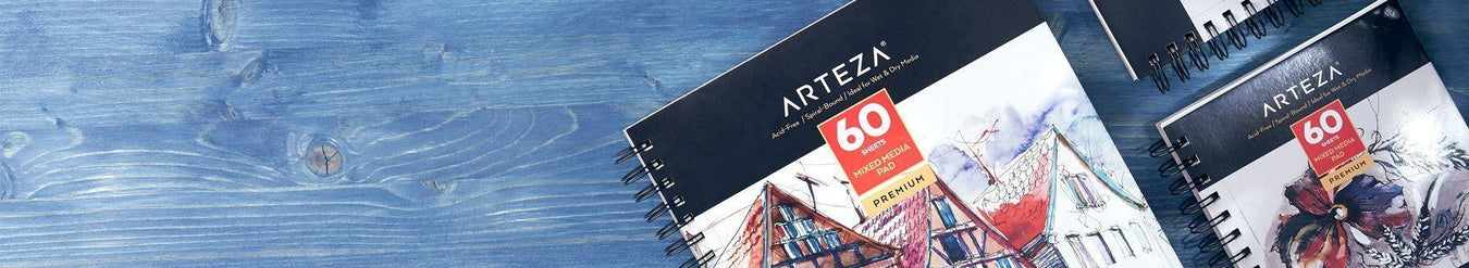  ARTEZA Mixed Media Sketchbook, 11 x 14 Inches, Pack of 2,  110lb/180gsm Mixed Media Paper, 120 Sheets, Spiral-Bound Multi Media Pads,  Art Supplies for Wet and Dry Media : Arts, Crafts
