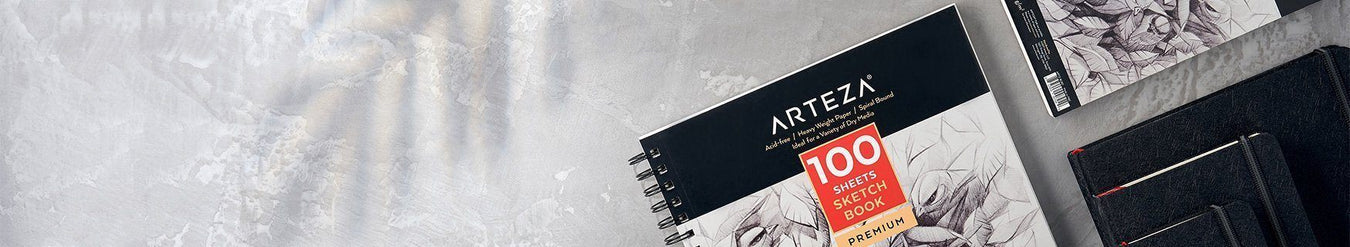 Arteza Sketchbook, Spiral-bound Hardcover, Black, 9x12, 200 Pages
