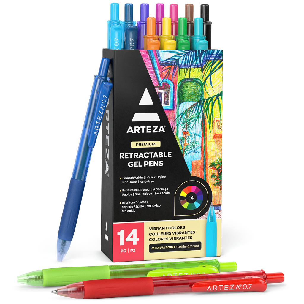 Retractable Gel Ink Pens, Bright Colours — Arteza.co.uk