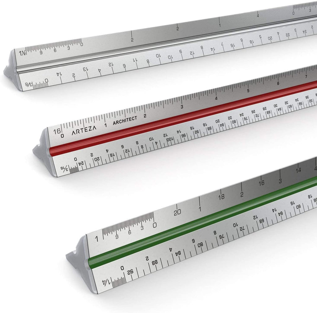 12 Triangular Architect Scale Ruler Aluminium Arteza
