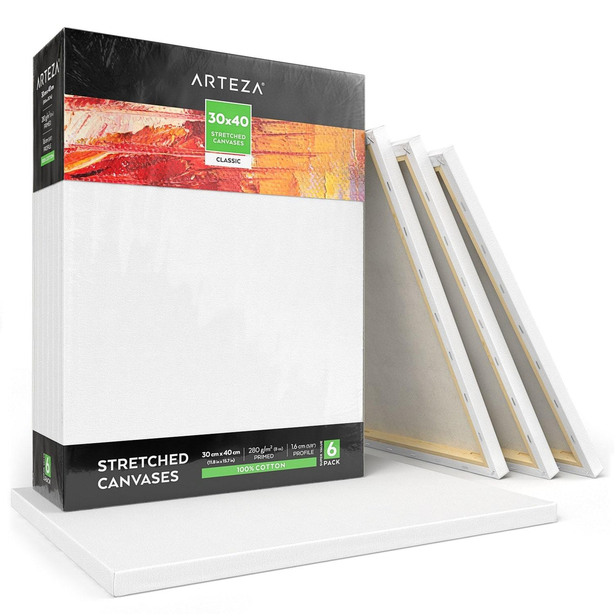  Stretched Canvases for Painting 8 Pack 8x10 Inch, 100% Cotton  12.3 oz Triple Primed Painting Canvas, 3/4 Profile Acid-Free Paint Canvas  Blank Canvas for Acrylic Pouring Oil Watercolor Painting