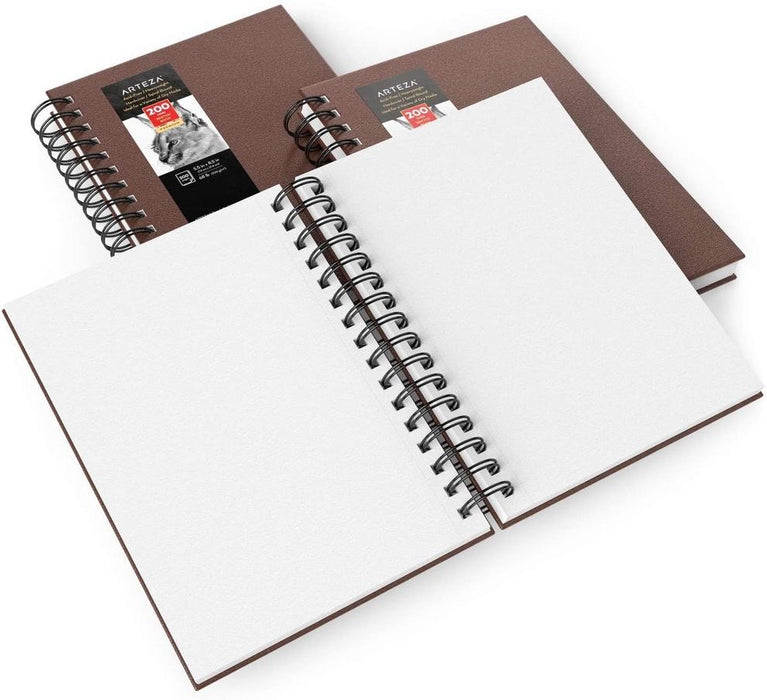 Sketchbook, Brown Spiral Hardcover, 14cm x 21.6cm - Pack of 3