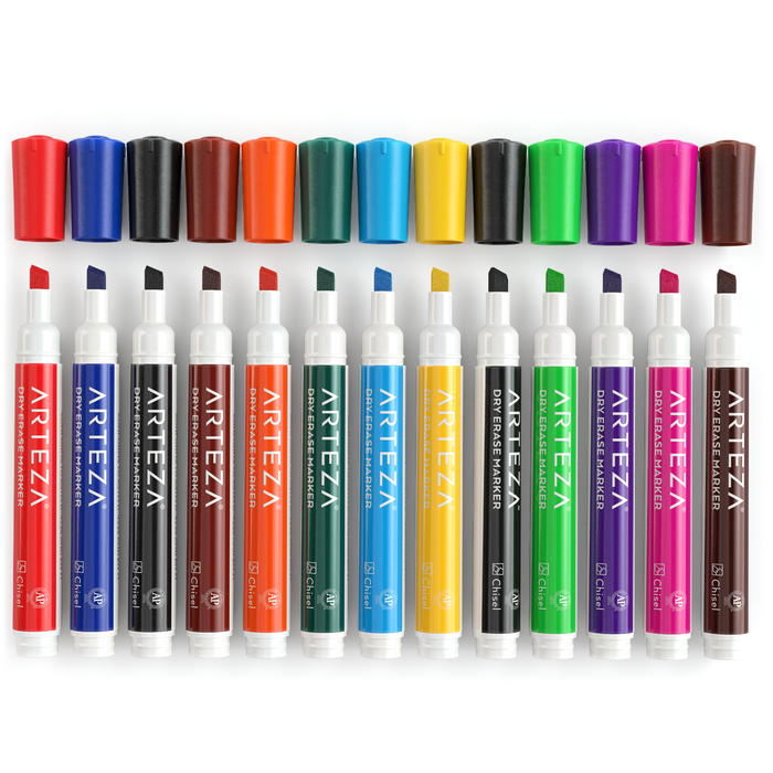 x - Dry Erase Markers, Chisel Tip, Assorted Colours - Set of 52