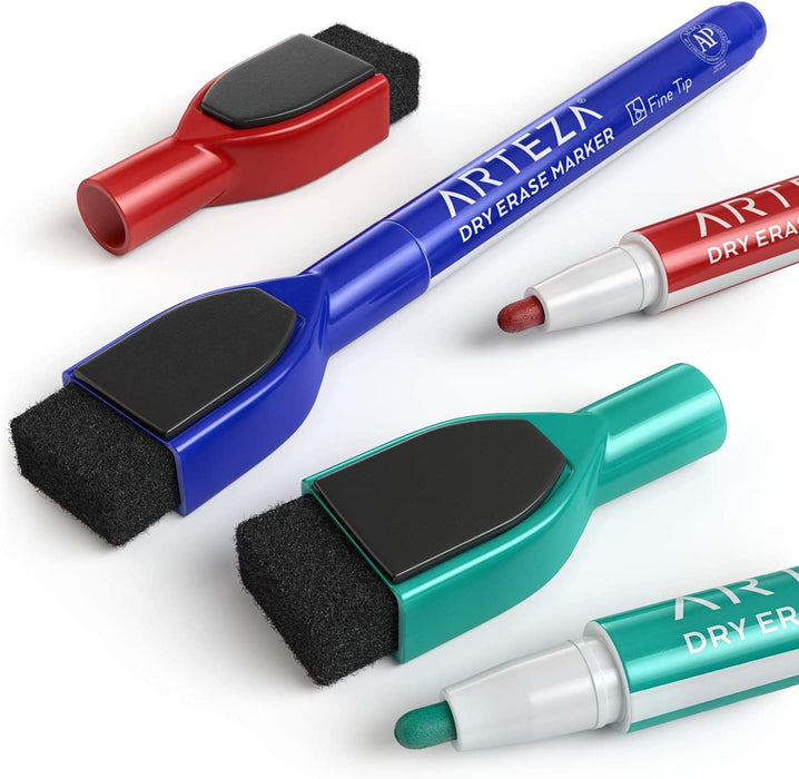 Magnetic Dry Erase Markers, Fine Tip, 4 Colours - Set of 60