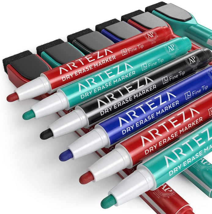 Magnetic Dry Erase Markers, Fine Tip, 4 Colours - Set of 60