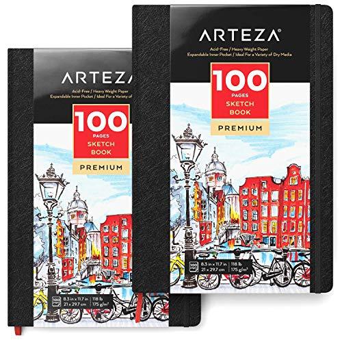 Hardcover Sketchbooks, 21cm x 29.7cm, 100 Pages - Pack of 2