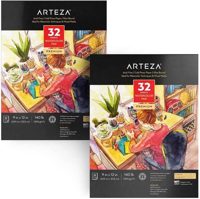 Watercolour Pad, 22.9cm x 30.5cm, 32 Sheets - Pack of 2