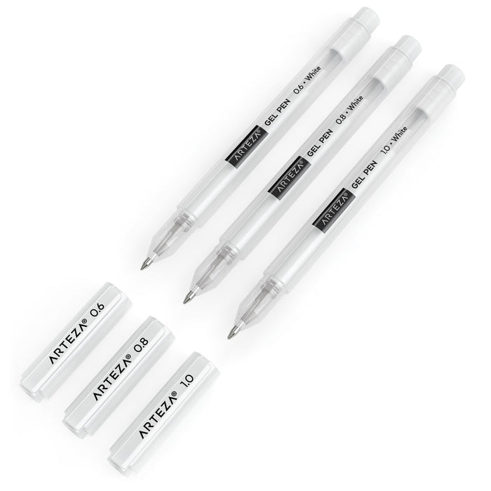 White Gel Pens, Assorted Sizes - Set of 3