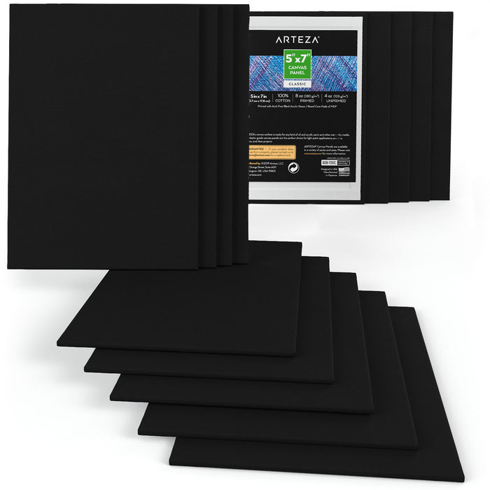Classic Canvas Panels, Black, 12.5cm x 17.5cm - Pack of 14
