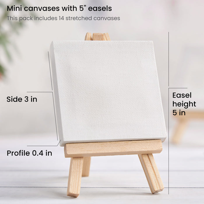 Mini Stretched Canvas With Beech Wood Easel Set 12 Pack 4x4 Inch Canvas  With 3 By 5 Tiny Easel For Painting Craft Drawing Decoration Gift, Discounts For Everyone