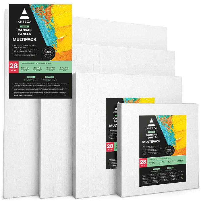 Classic Canvas Panels, Multi-Pack Sizes, Square - Set of 28