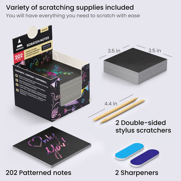 Rainbow Scratch Notes, 9cm x 9cm - Set of 202