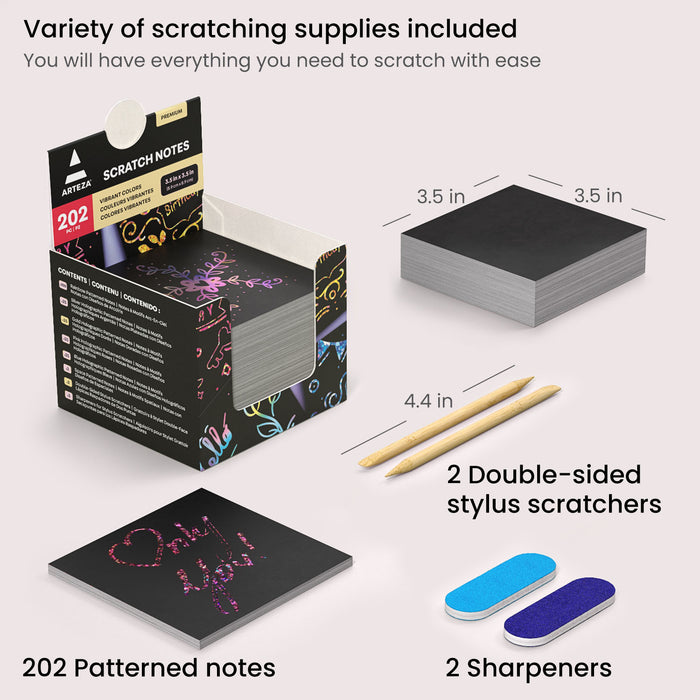 Holographic Scratch Paper Notes, 9cm x 9cm - Set of 202