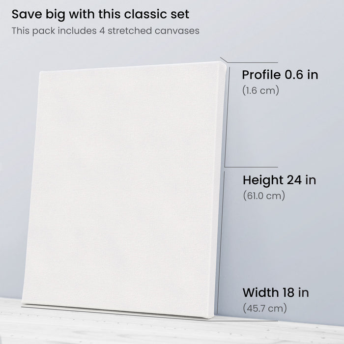 Classic Stretched Canvas, 45cm x 60cm - Pack of 4