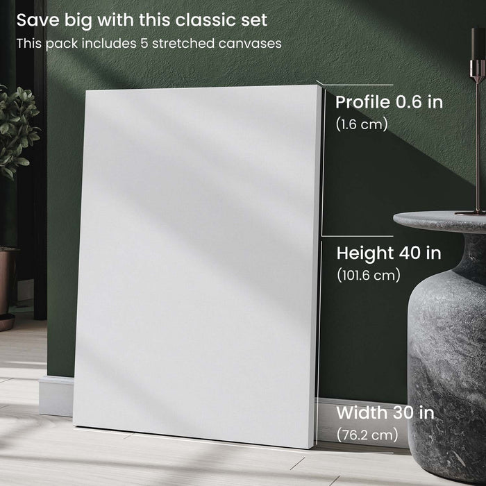 Classic Stretched Canvas, 76.2cm x 101.6cm - Pack of 5