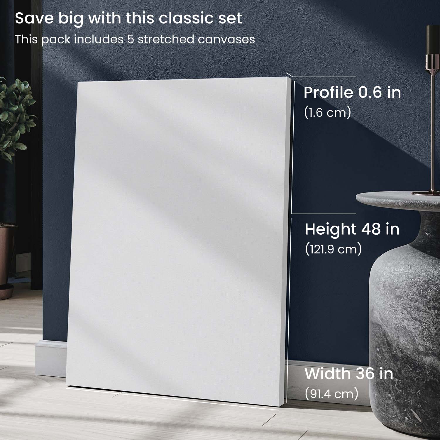 Classic Stretched Canvas, 91.4cm x 121.9cm- Pack of 2