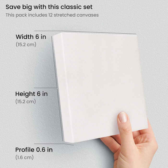 Classic Stretched Canvas, 15.2cm x 15.2cm - Pack of 12