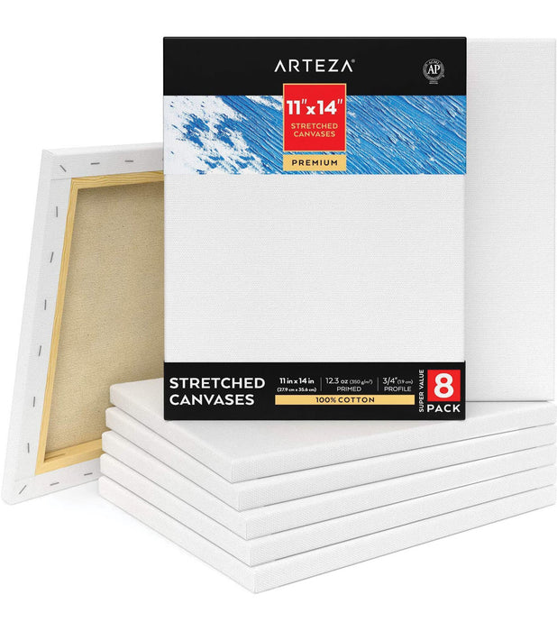 Premium Stretched Canvas, 27.9cm x 35.6cm - Pack of 8