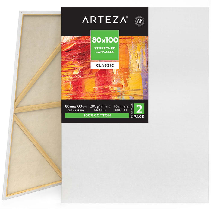 Classic Stretched Canvas, 80cm x 100cm - Pack of 2