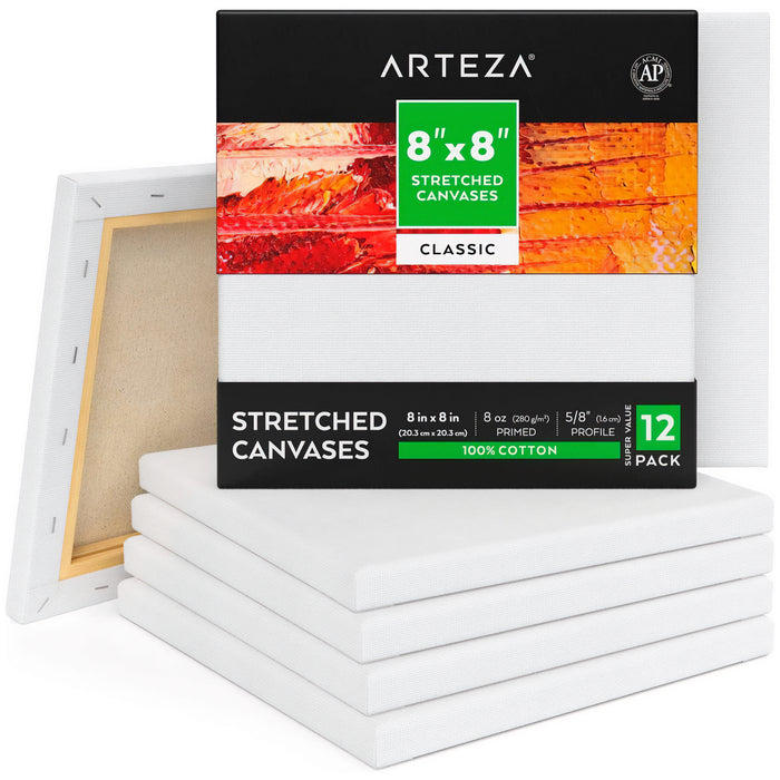 Classic Stretched Canvas, 20.3cm x 20.3cm - Pack of 12