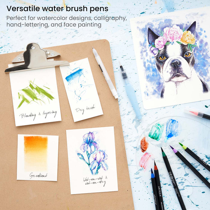 Water Brush Pens, Assorted Tips - Set of 4