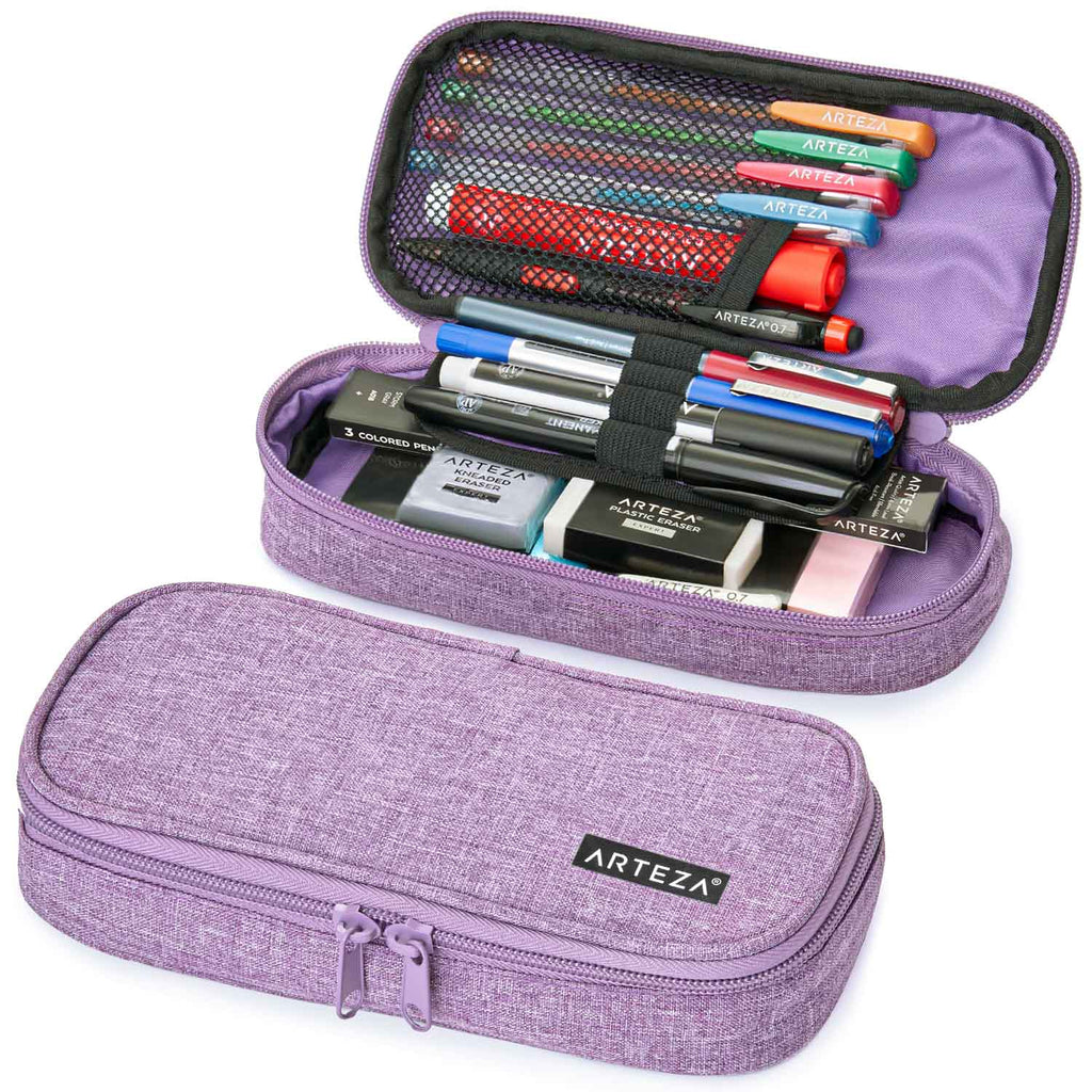 Purple Pencil Case with Side Opening Pouch Arteza
