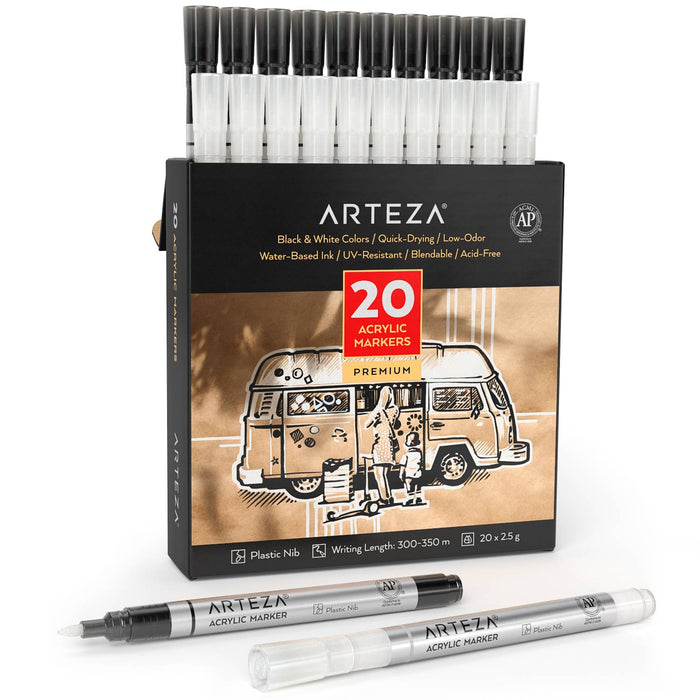 Arteza Black and White Acrylic Markers