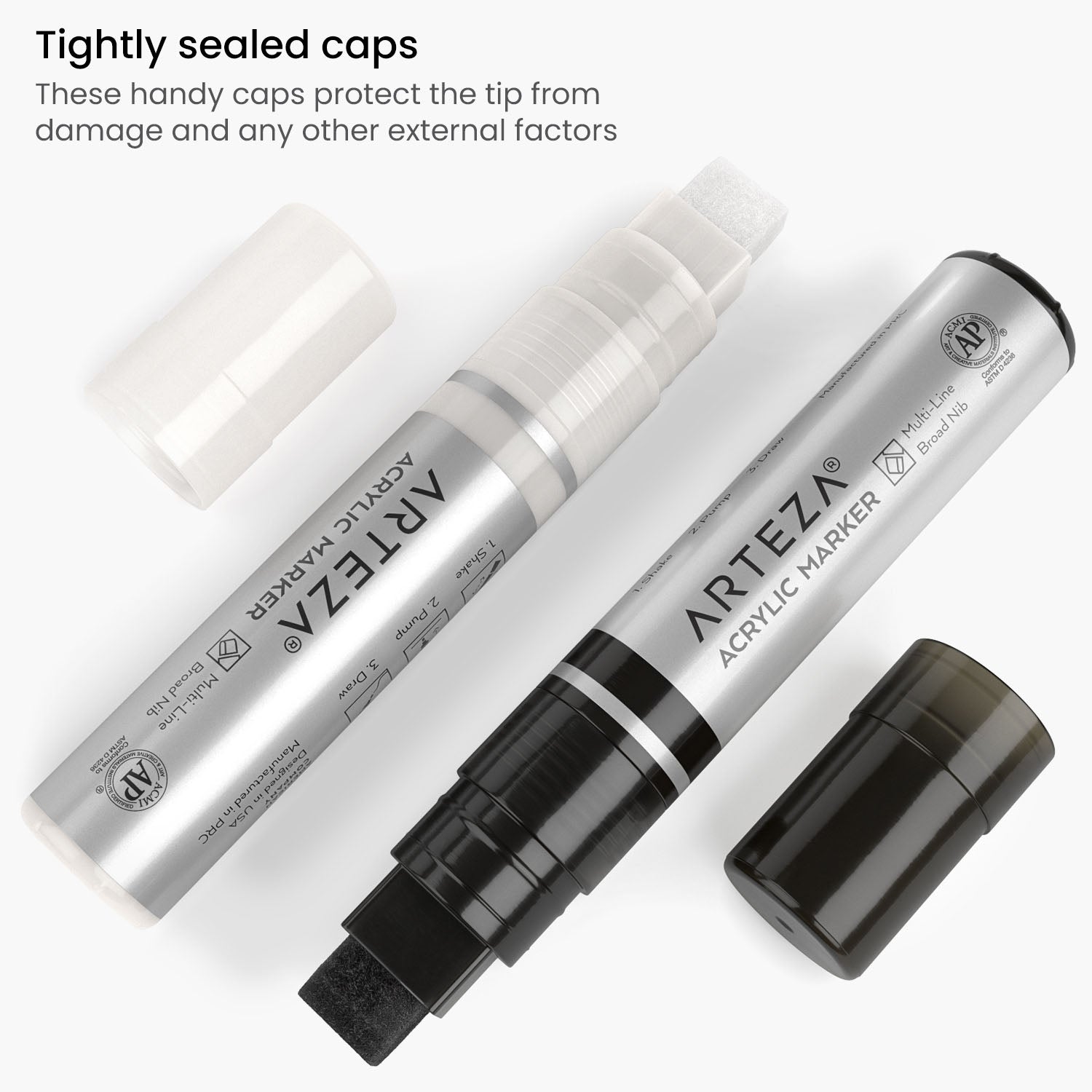 Arteza White and Black Broad Nib Acrylic Markers