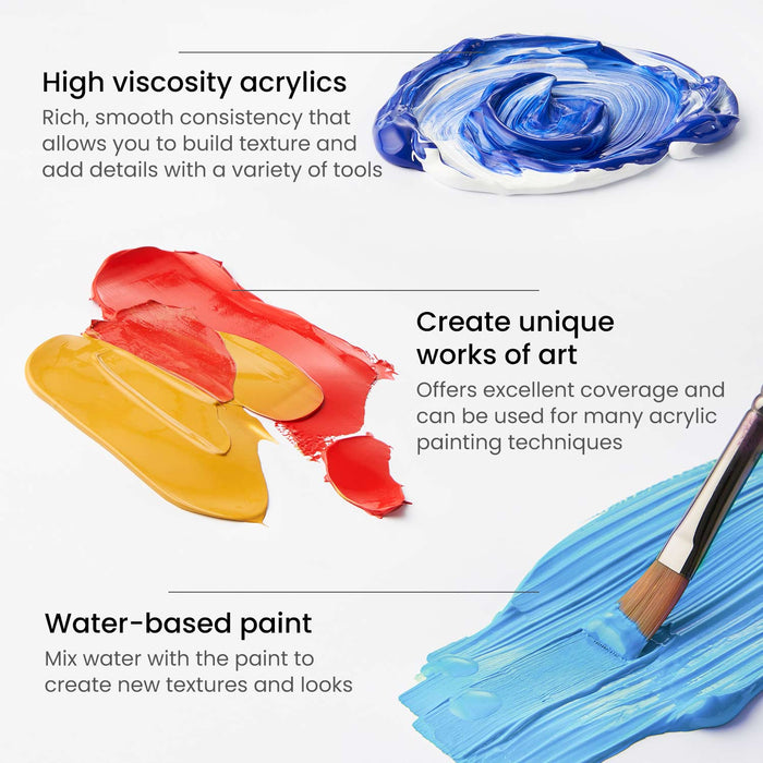 Water Based Paint Acrylic Paint, 22ml Tubes Set of 12