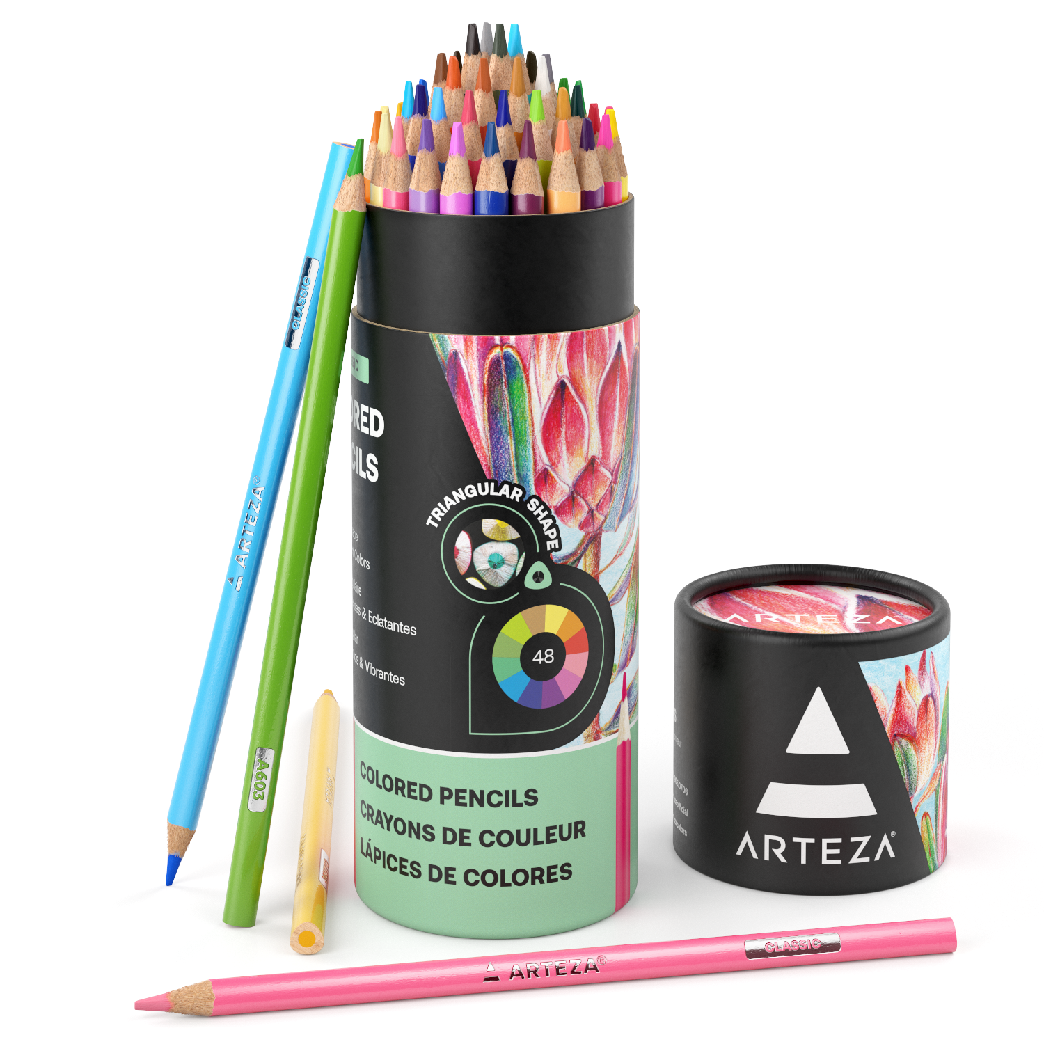 Coloured Pencils, Triangular-Shaped - Set of 48