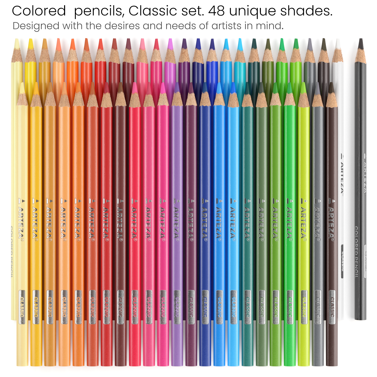 Coloured Pencils, Triangular-Shaped - Set of 48