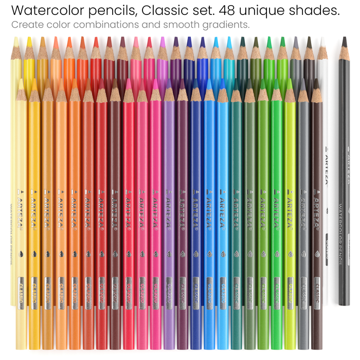 Watercolour Pencils, Triangle Shaped - Set of 48