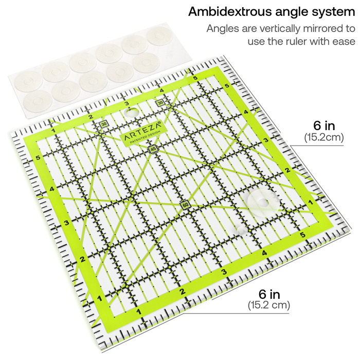 Acrylic Quilters Ruler, 15.2 cm x 15.2 cm (6" x 6")