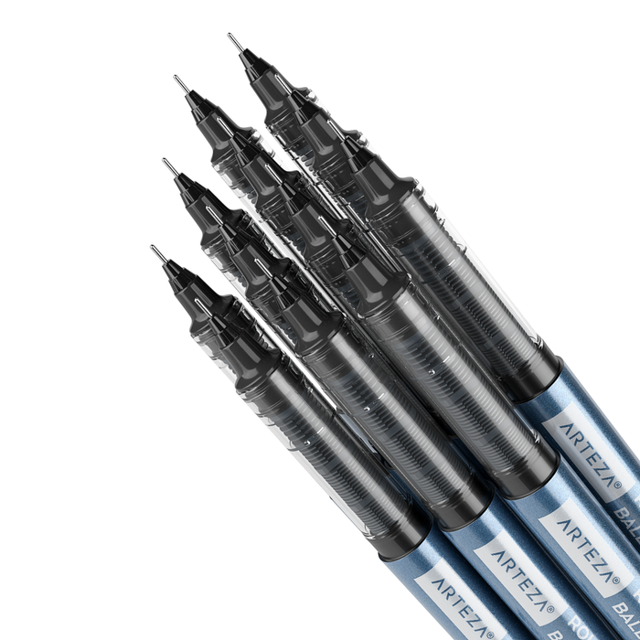 Roller Ball Pens, Black, 0.5mm Needle Nib - 40 Pack