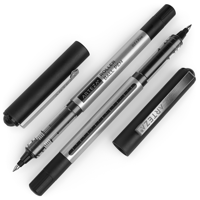 Roller Ball Pens, Black, 0.7mm Fine Nib - 20 Pack
