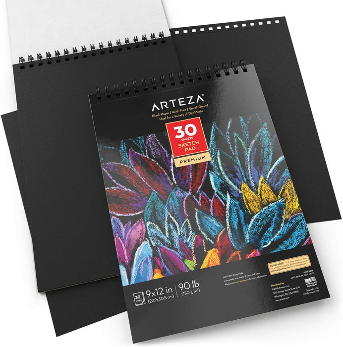 Black Sketch Pad, 22.8 cm x 30.4 cm, 30 Sheets - Pack of 2