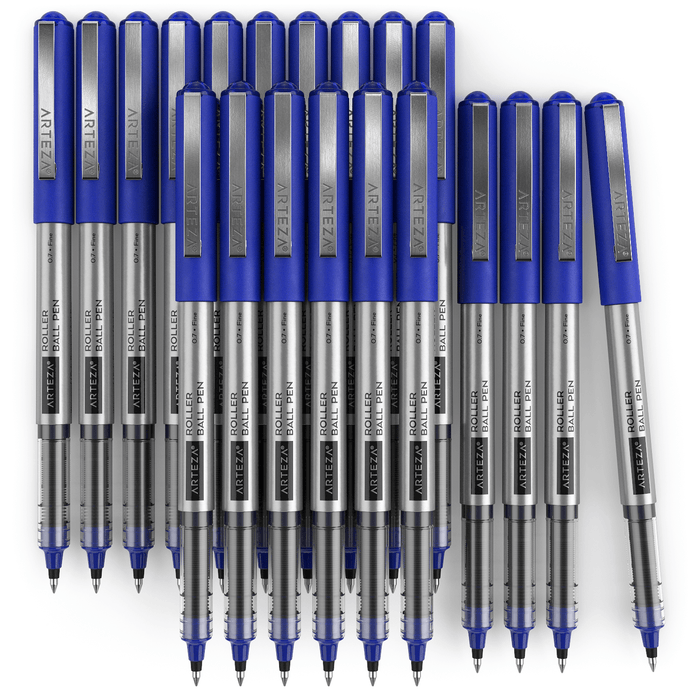 Roller Ball Pens Blue 0.7mm Fine Nib Set of 20