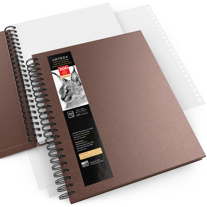 Sketchbooks, Brown Spiral Hardcover, 22.9cm x 30.5cm - Pack of 2