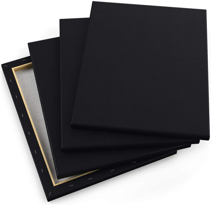 Classic Stretched Canvas, Black, 30cm x 30cm - Pack of 8