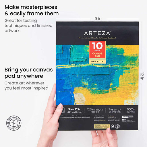 Info and Size for the 2Pack Arteza Canvas Pad 22.9cm x 30.5cm