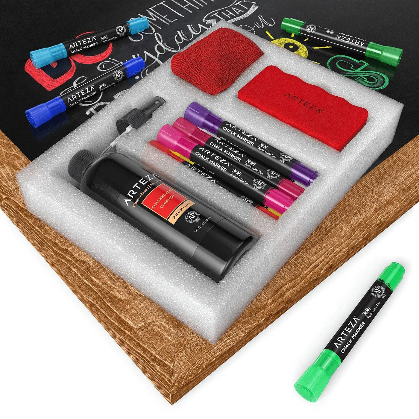 Chalkboard Cleaner Set with 12 Chalk Markers — Arteza.co.uk