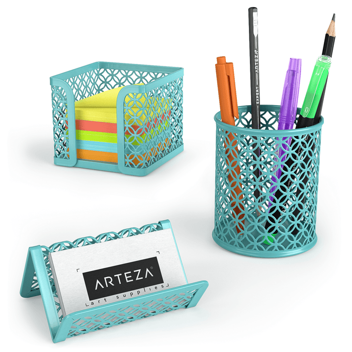 Desk Accessories Teal Blue 6 Piece Set