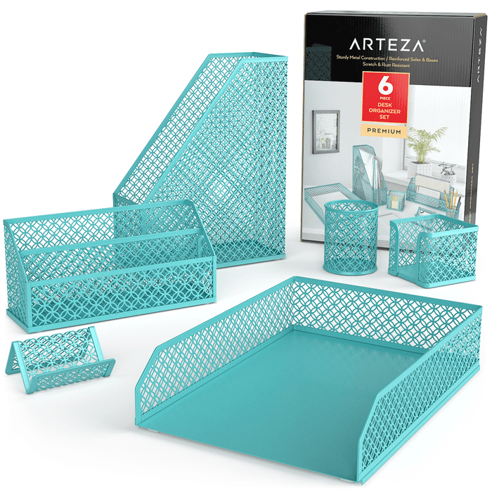 Desk Accessories Teal Blue 6 Piece Set Arteza
