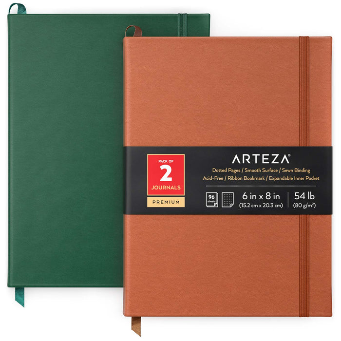 Journals, Hunter Green & Saddle, Dotted Paper - Pack of 2