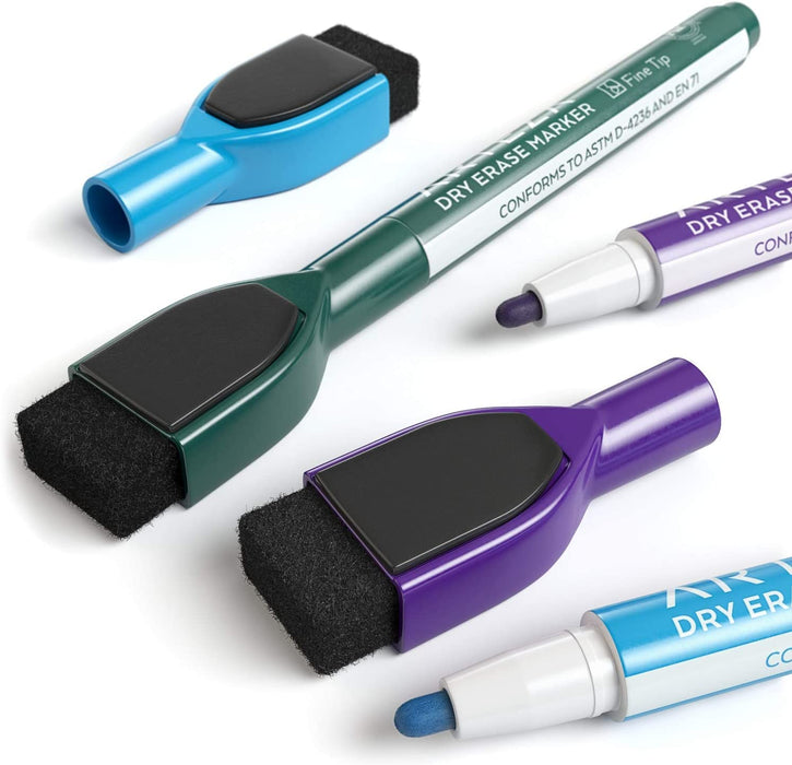 Dry Erase Markers with Magnetic Eraser Cap -  Set of 24