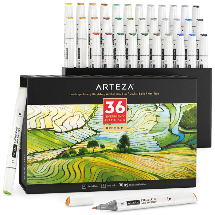 EverBlend™ Ultra Art Markers, Landscape Tones - Set of 36