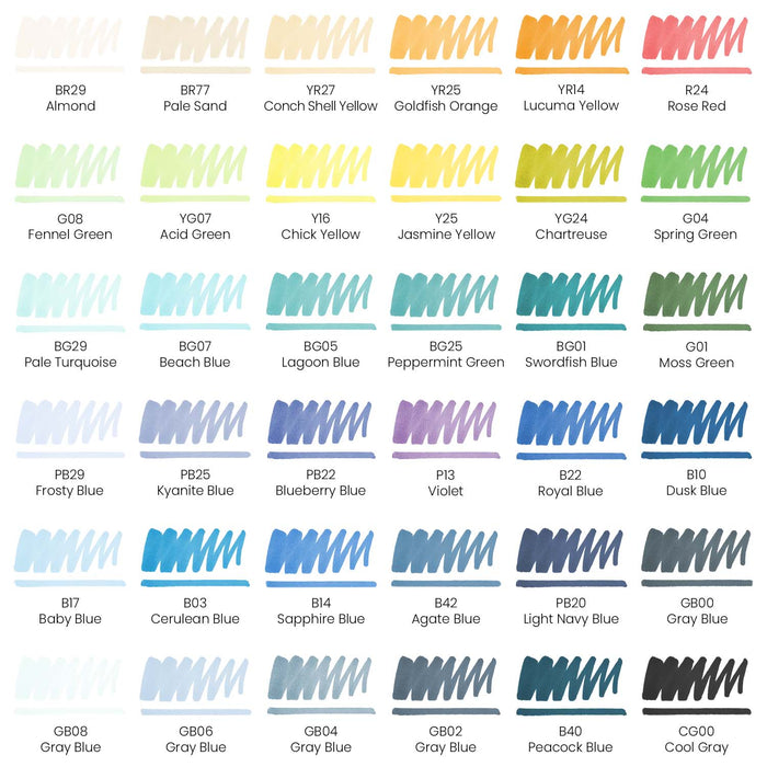 EverBlend™ Ultra Art Markers, Ocean Tones - 36 Colours