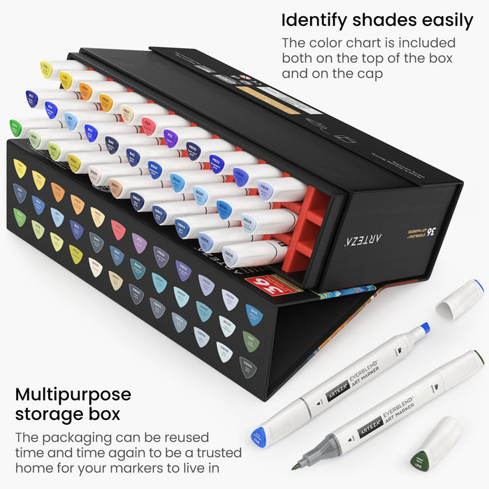 EverBlend™ Ultra Art Markers, Ocean Tones - 36 Colours