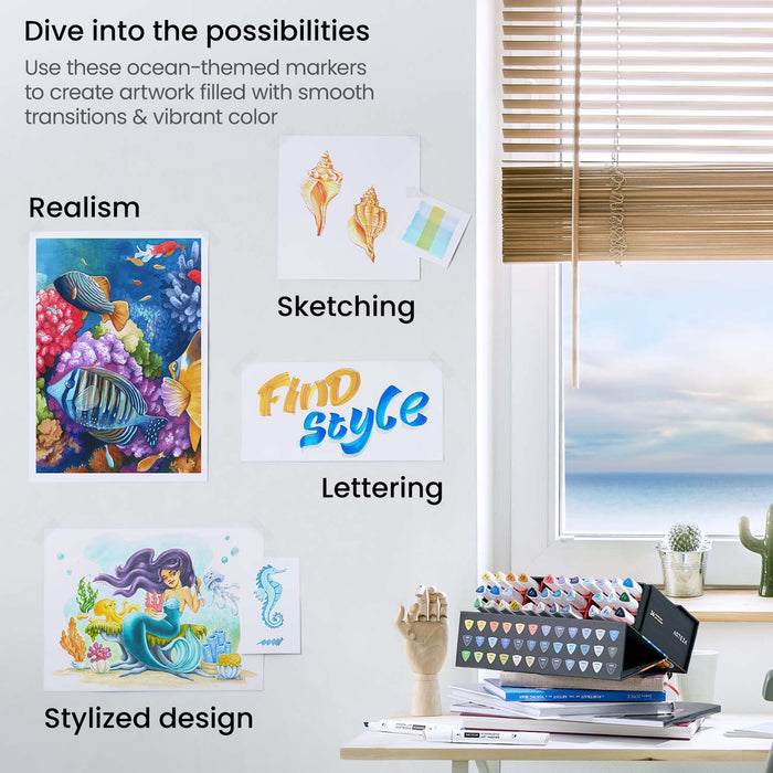 EverBlend™ Ultra Art Markers, Ocean Tones - 36 Colours