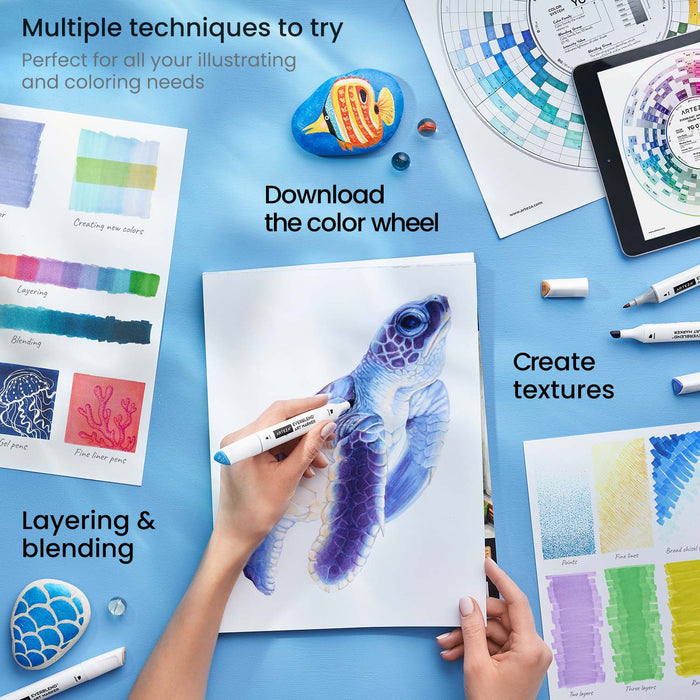 EverBlend™ Ultra Art Markers, Ocean Tones - 36 Colours